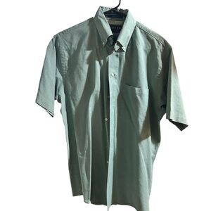 Dover Casual Green Button Down Shirt with Short Sleeves 15 1/2